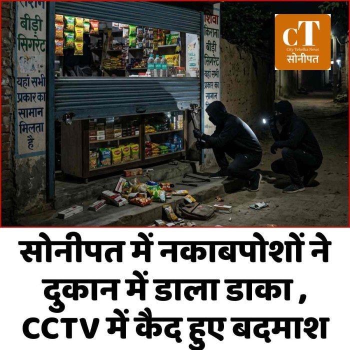 सोनीपत में नकाबपोशों ने दुकान में डाला डाका , CCTV में कैद हुए बदमाश