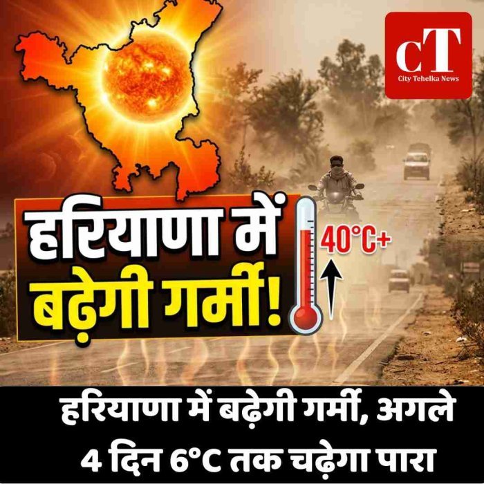 हरियाणा में बढ़ेगी गर्मी, अगले 4 दिन 6°C तक चढ़ेगा पारा