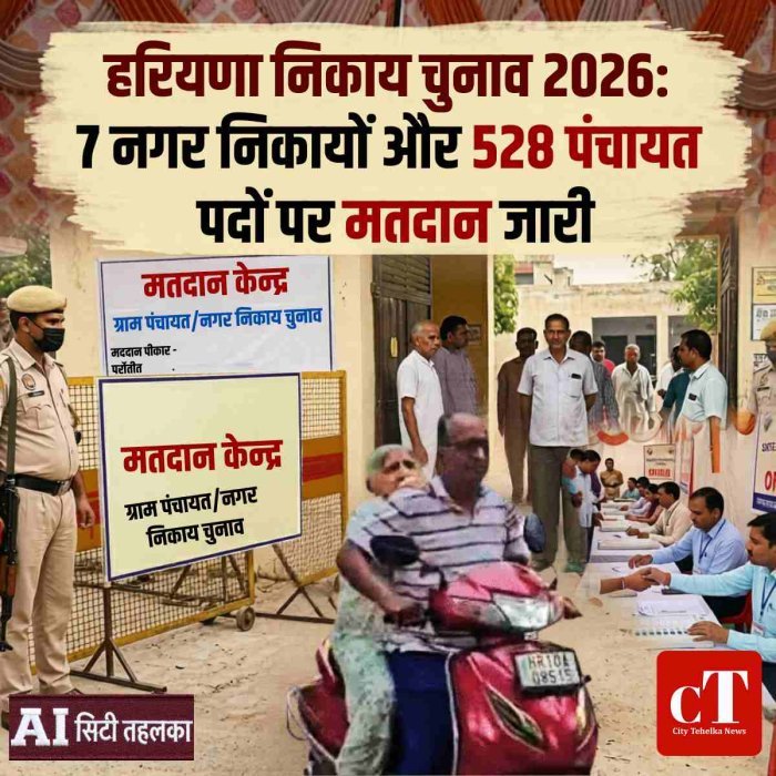 हरियाणा निकाय चुनाव 2026: 7 नगर निकायों और 528 पंचायत पदों पर मतदान जारी