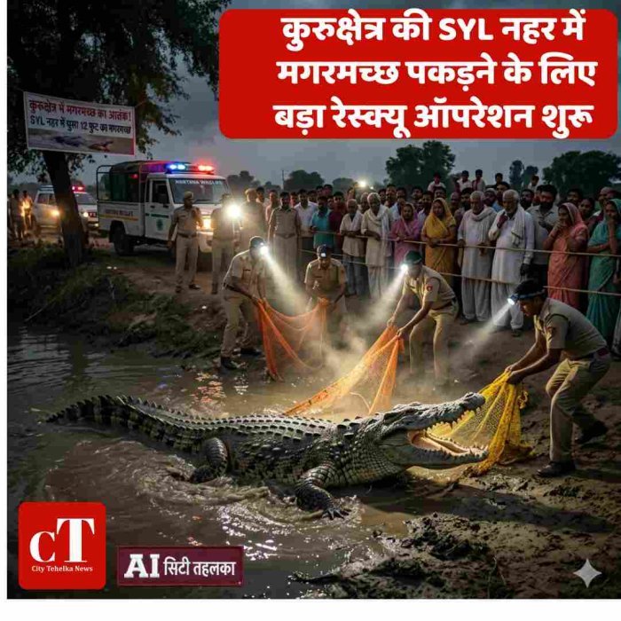 कुरुक्षेत्र की SYL नहर में मगरमच्छ पकड़ने के लिए बड़ा रेस्क्यू ऑपरेशन शुरू