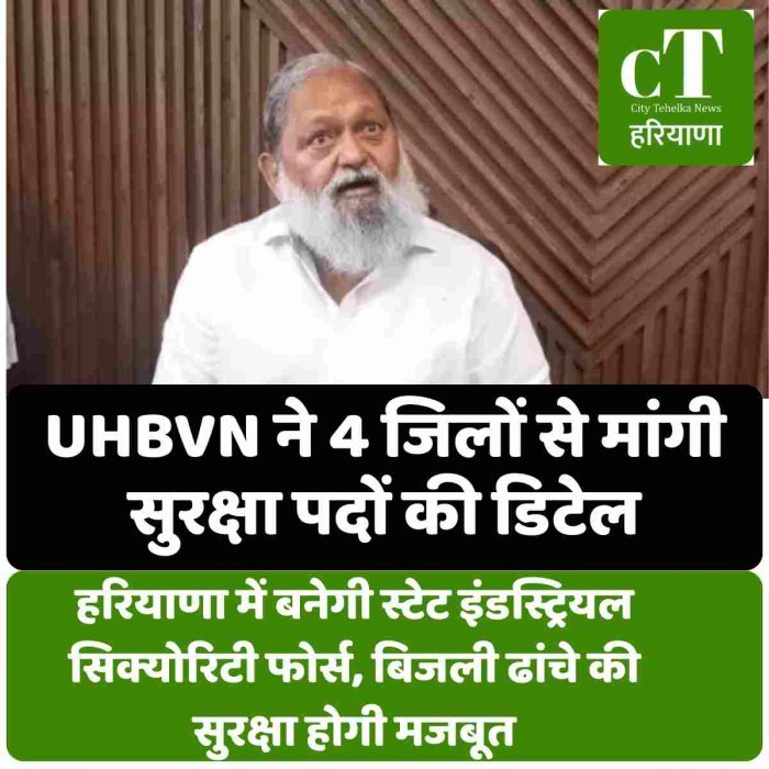 हरियाणा में बनेगी स्टेट इंडस्ट्रियल सिक्योरिटी फोर्स, बिजली ढांचे की सुरक्षा होगी मजबूत