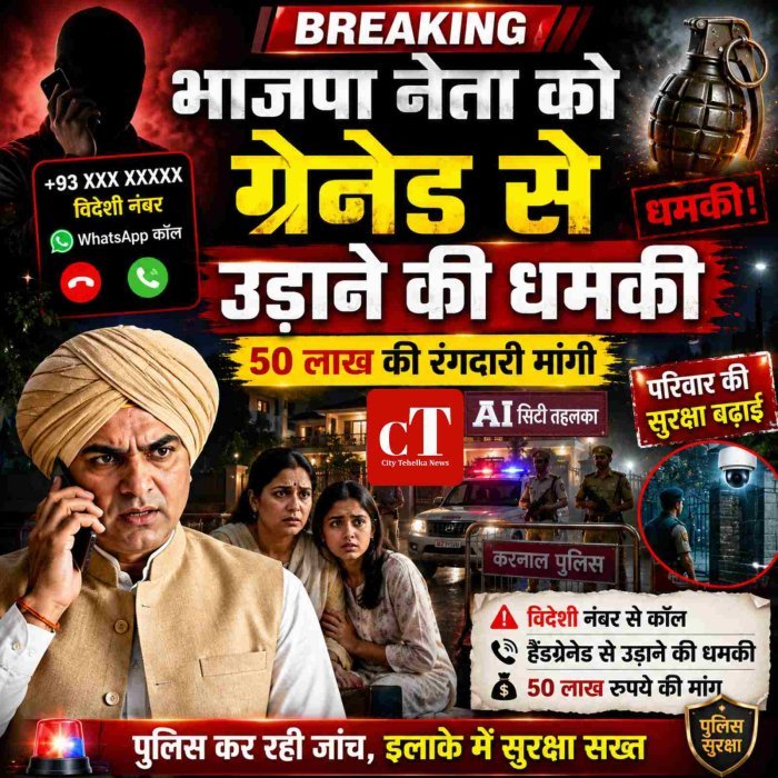 भाजपा नेता को व्हाट्सएप कॉल कर मांगी 50 लाख रंगदारी, पैसा न देने पर  पूरे परिवार को हैंडग्रेनेड से उड़ाने की धमकी