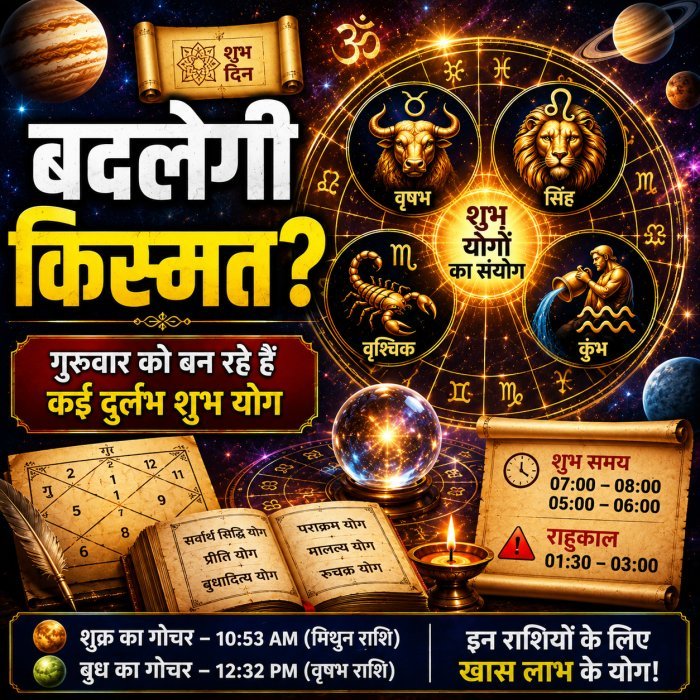 गुरुवार को बन रहे हैं दुर्लभ शुभ योग, कई राशियों की चमकेगी किस्मत