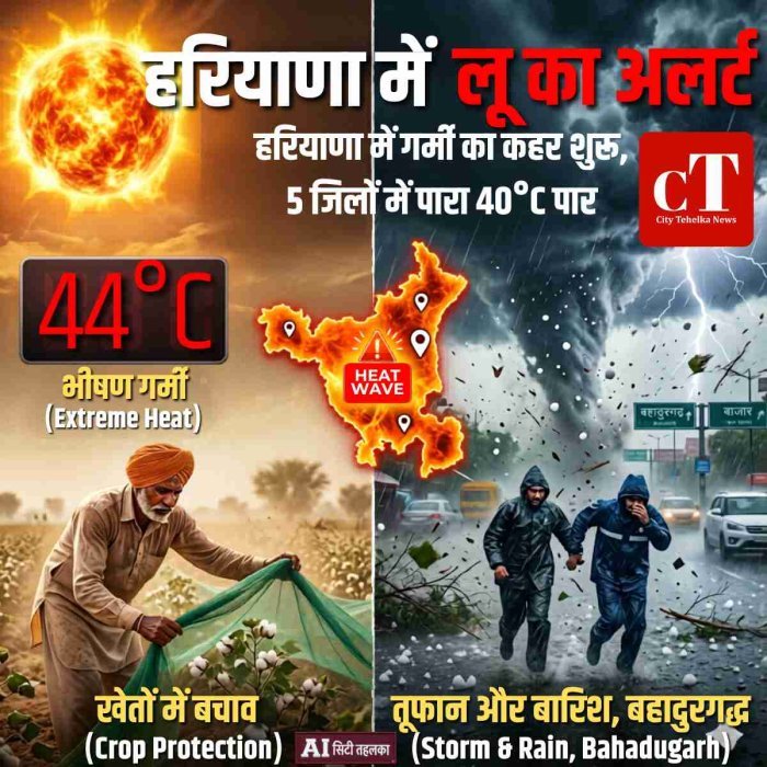 हरियाणा में गर्मी का कहर शुरू, 5 जिलों में पारा 40°C पार