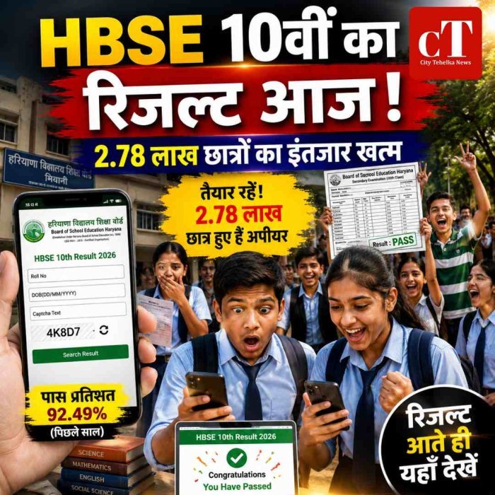 तैयार रहें! हरियाणा बोर्ड 10वीं का रिजल्ट आज, 2.78 लाख छात्र हुए हैं अपीयर