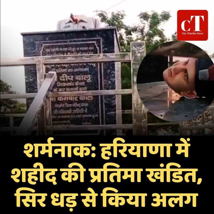 शर्मनाक: हरियाणा में शहीद की प्रतिमा खंडित, सिर धड़ से किया अलग