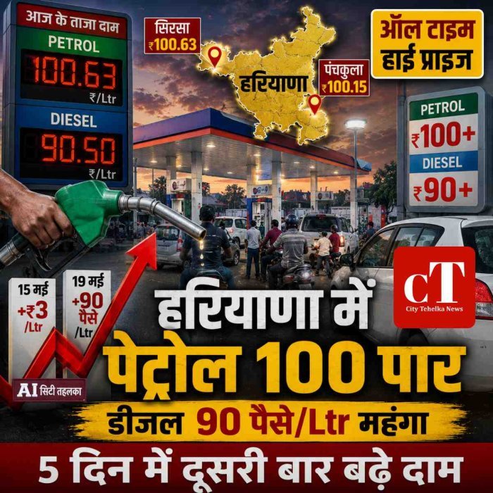 हरियाणा में पेट्रोल फिर महंगा, ₹100 पार पहुंचा, डीजल के 90 पैसे बढ़े,  ऑल टाइम हाई प्राइज