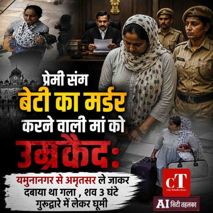 प्रेमी संग बेटी का मर्डर करने वाली मां को उम्रकैद: यमुनानगर से अमृतसर ले जाकर दबाया था गला , शव 3 घंटे गुरुद्वारे में लेकर घूमी