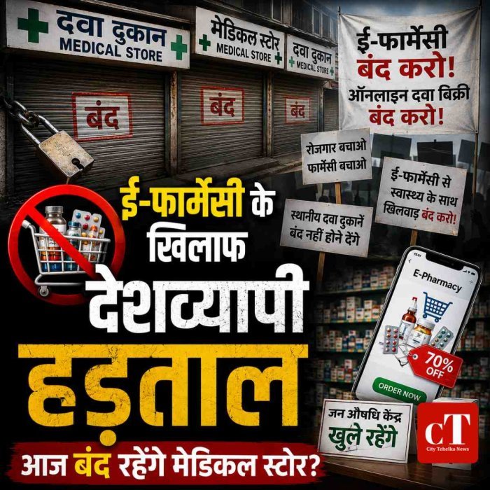 ई-फार्मेसी के खिलाफ आज  देशभर में मेडिकल स्टोर बंद!