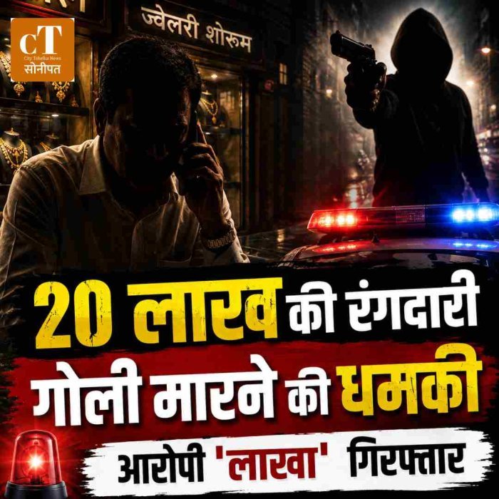 सोनीपत में कारोबारी से 20 लाख की रंगदारी मांगने वाला आरोपी गिरफ्तार