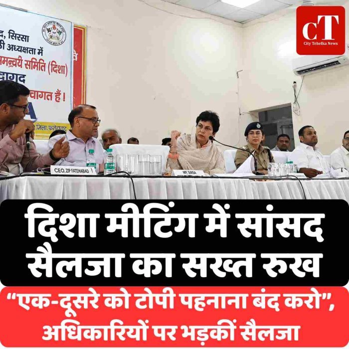 दिशा मीटिंग में सांसद सैलजा का सख्त रुख, अधिकारियों को लगाई फटकार