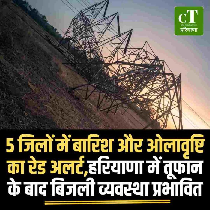 5 जिलों में बारिश और ओलावृष्टि का रेड अलर्ट हरियाणा में तूफान के बाद बिजली व्यवस्था प्रभावित