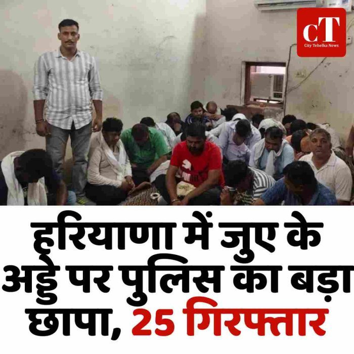 हरियाणा में जुए के अड्डे पर पुलिस का बड़ा छापा, 25 गिरफ्तार