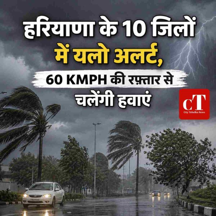 हरियाणा के 10 जिलों में यलो अलर्ट, 60 KMPH की रफ्तार से चलेंगी हवाएं