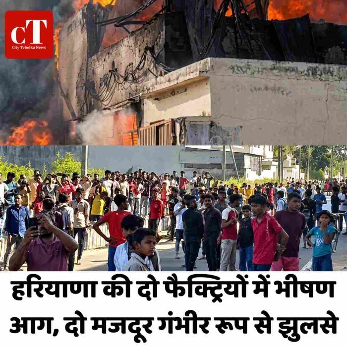 हरियाणा की दो फैक्ट्रियों में भीषण आग, दो मजदूर गंभीर रूप से झुलसे