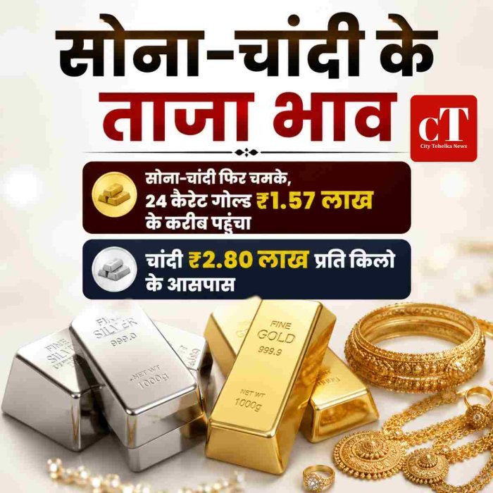 सोना-चांदी फिर चमके, 24 कैरेट गोल्ड ₹1.57 लाख के करीब पहुंचा