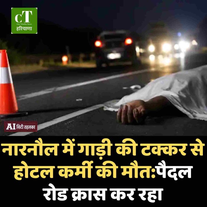 नारनौल में गाड़ी की टक्कर से होटल कर्मी की मौत:पैदल रोड क्रास कर रहा