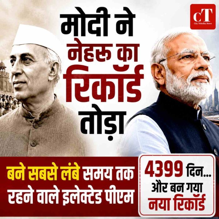 मोदी ने तोड़ा नेहरू का रिकॉर्ड, बने सबसे लंबे समय तक रहने वाले इलेक्टेड पीएम
