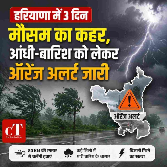 हरियाणा में 3 दिन मौसम का कहर, आंधी-बारिश को लेकर ऑरेंज अलर्ट जारी