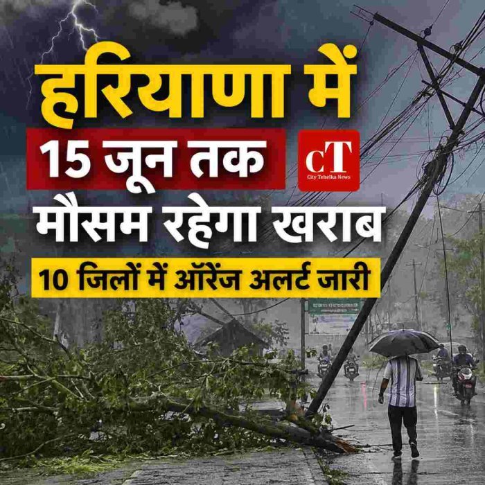 हरियाणा में  15 जून तक मौसम रहेगा खराब ,10 जिलों में ऑरेंज अलर्ट जारी