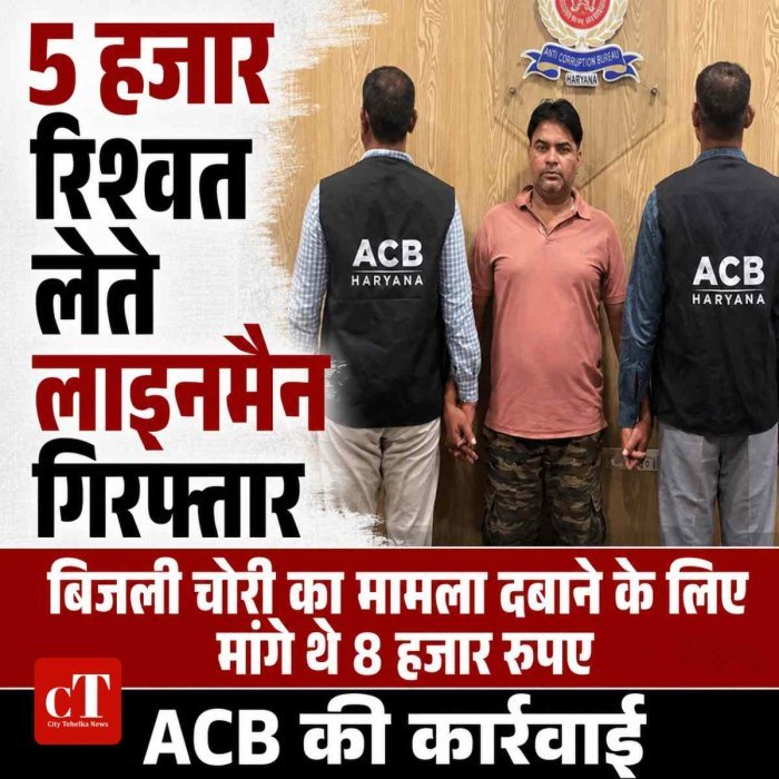 लाइनमैन 5 हजार रिश्वत लेते गिरफ्तार, बिजली चोरी का मामला दबाने के लिए मांगे थे 8 हजार रुपए