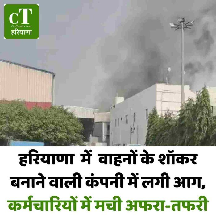 हरियाणा  में  वाहनों के शॉकर बनाने वाली कंपनी में लगी आग, कर्मचारियों में मची अफरा-तफरी