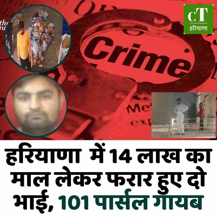 हरियाणा  में 14 लाख का माल लेकर फरार हुए दो भाई, 101 पार्सल गायब