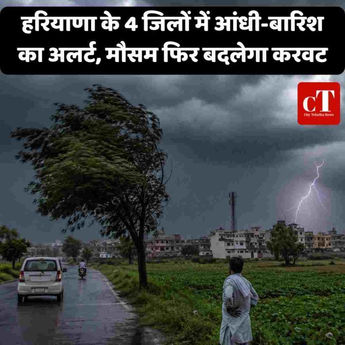 हरियाणा के 4 जिलों में आंधी-बारिश का अलर्ट, मौसम फिर बदलेगा करवट