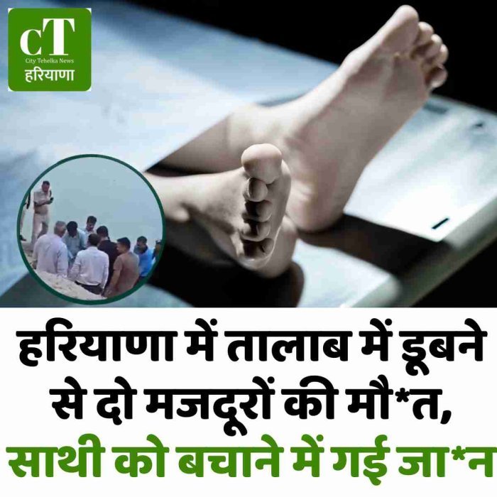 हरियाणा में तालाब में डूबने से दो मजदूरों की मौ*त, साथी को बचाने में गई जा*न