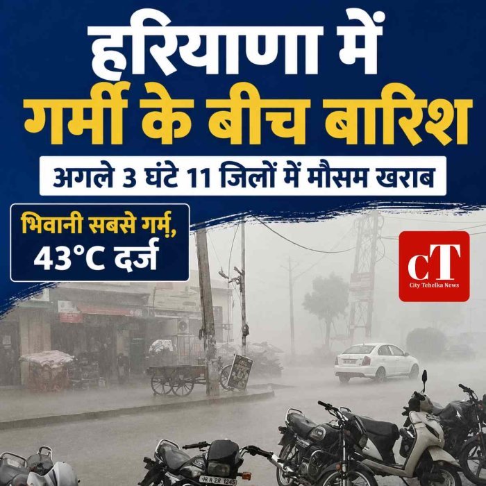हरियाणा में भीषण गर्मी के बीच बदला मौसम, कई जिलों में बारिश; अगले 3 घंटे के लिए अलर्ट जारी