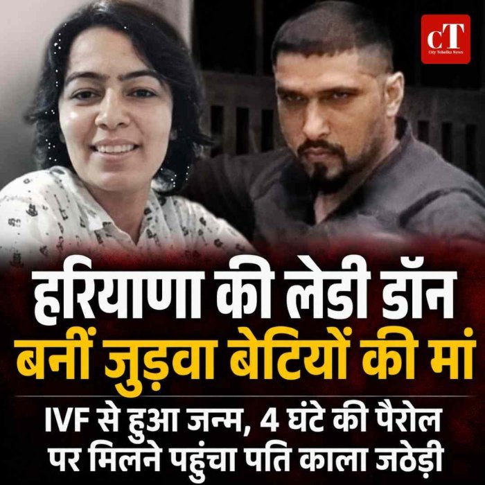 हरियाणा की  लेडी डॉन अनुराधा  बनीं जुड़वा बेटियों की मां, IVF से हुआ जन्म,  4 घंटे की पैरोल पर मिलने पहुंचा पति काला जठेड़ी