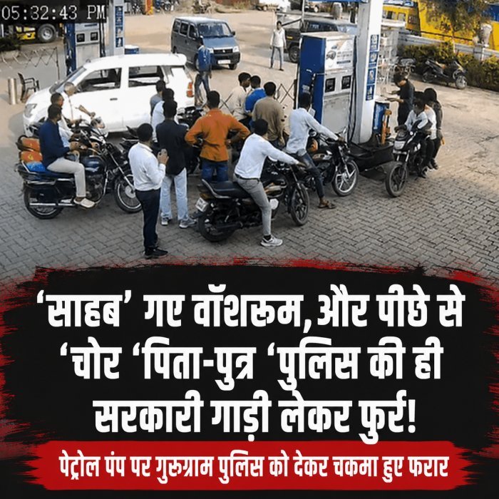 'साहब' गए वॉशरूम, और पीछे से 'चोर' पिता-पुत्र पुलिस की ही सरकारी गाड़ी लेकर फुर्र!