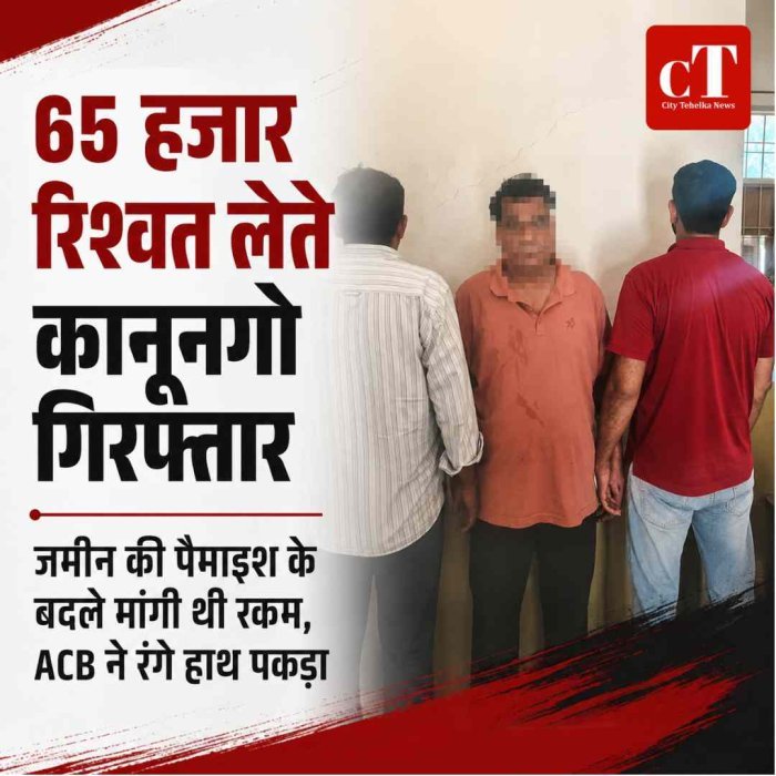 65 हजार की रिश्वत लेते कानूनगो कुलदीप गिरफ्तार