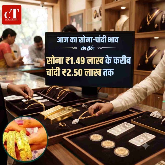 आज का सोना-चांदी काभाव,सोना ₹1.49 लाख के करीब,चांदी ₹2.50 लाख तक