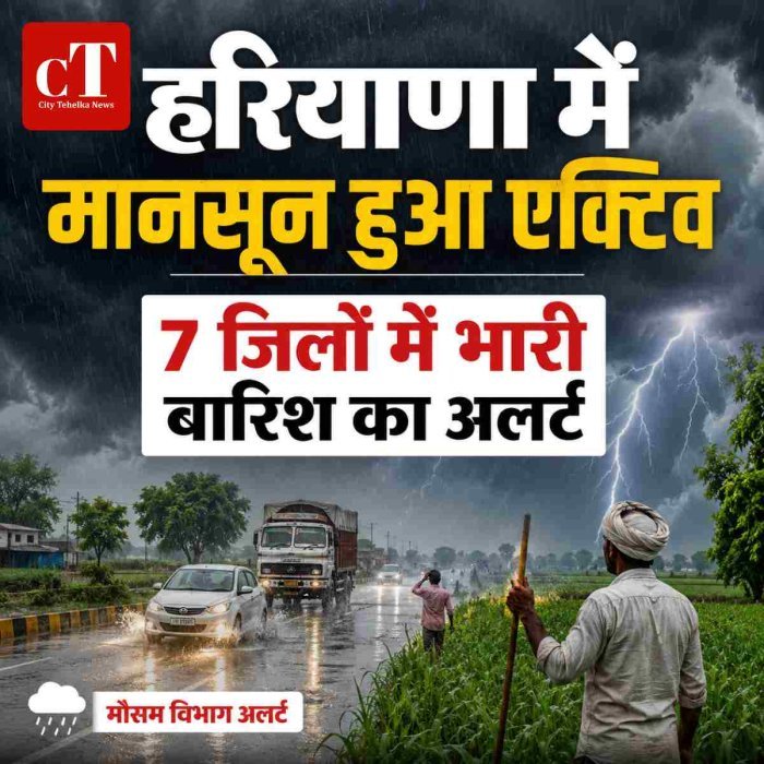 हरियाणा में मानसून हुआ एक्टिव, 7 जिलों में भारी बारिश का अलर्ट