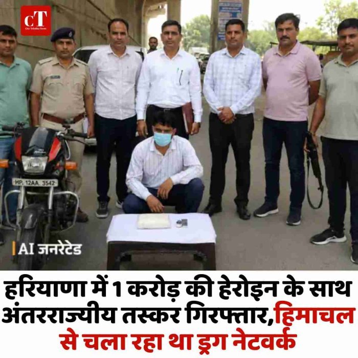 हरियाणा में 1 करोड़ की हेरोइन के साथ अंतरराज्यीय तस्कर गिरफ्तार,हिमाचल से चला रहा था ड्रग नेटवर्क