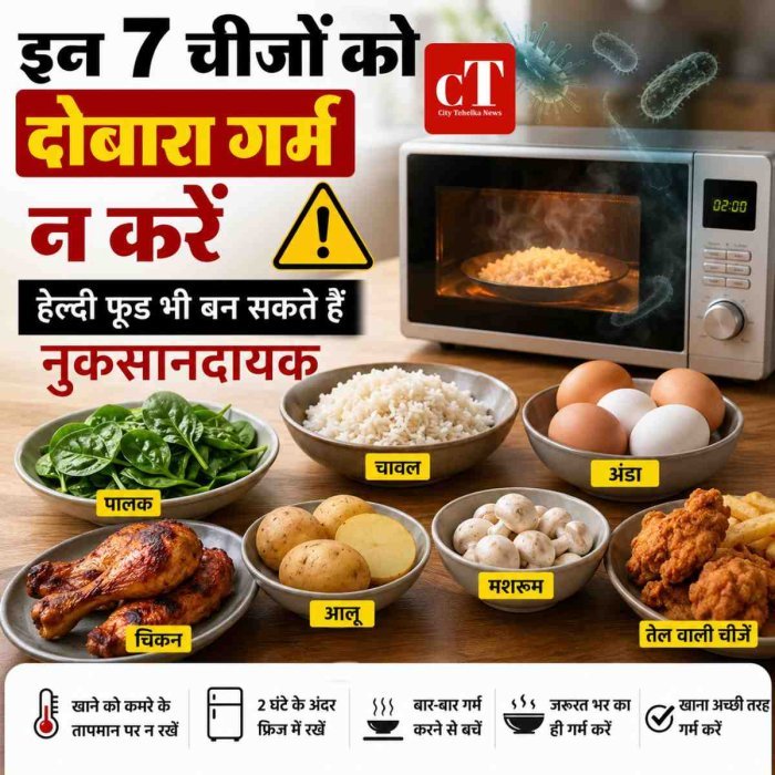 इन 7 चीजों को दोबारा गर्म न करें,हेल्दी फूड भी बन सकते हैं नुकसानदायक