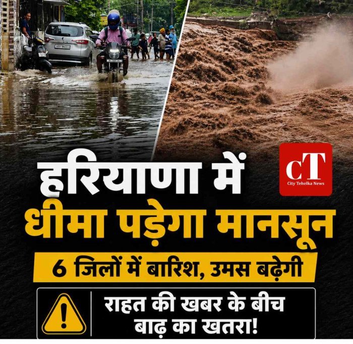 हरियाणा में मानसून की रफ्तार होगी धीमी, बढ़ेगी उमस: 6 जिलों में बारिश के आसार, हथिनीकुंड बैराज पर बढ़ा जलस्तर