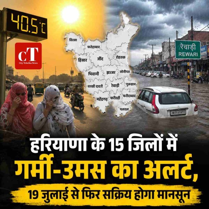 हरियाणा के 15 जिलों में गर्मी-उमस का अलर्ट, 19 जुलाई से फिर सक्रिय होगा मानसून