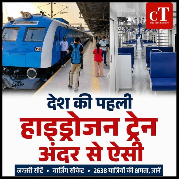 देश की पहली हाइड्रोजन ट्रेन जींद से भरेगी रफ्तार: अंदर लग्जरी सीटें और चार्जिंग सॉकेट, एक बार में 2638 यात्री कर सकेंगे सफर, जानें