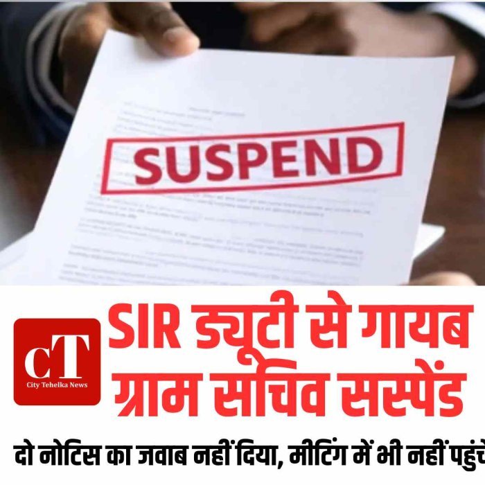 कुरुक्षेत्र में SIR ड्यूटी से गायब ग्राम सचिव सस्पेंड: दो नोटिस का नहीं दिया जवाब, मीटिंग में भी रहे गैरहाजिर; DC का एक्शन