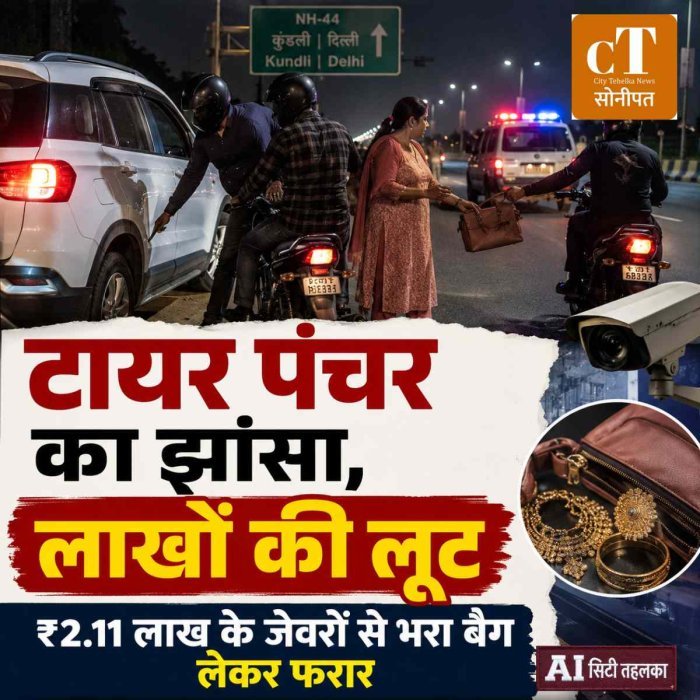 टायर पंचर का झांसा देकर महिला का ₹2.11 लाख के जेवरों से भरा बैग लूटा, हाईवे पर सक्रिय गैंग की करतूत