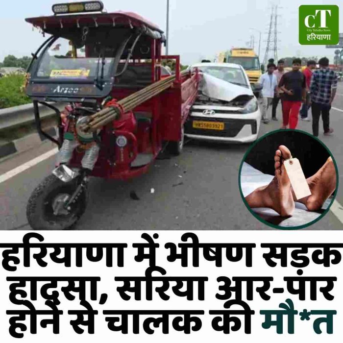 हरियाणा में भीषण सड़क हादसा, सरिया आर-पार होने से चालक की मौ*त