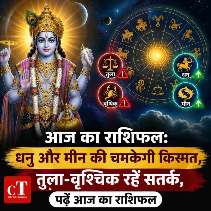 आज का राशिफल: धनु और मीन की चमकेगी किस्मत, तुला-वृश्चिक रहें सतर्क,पढ़ें आज का राशिफल