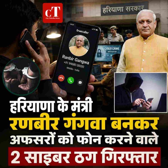 हरियाणा के मंत्री रणबीर गंगवा बनकर अफसरों को फोन करने वाले 2 साइबर ठग गिरफ्तार