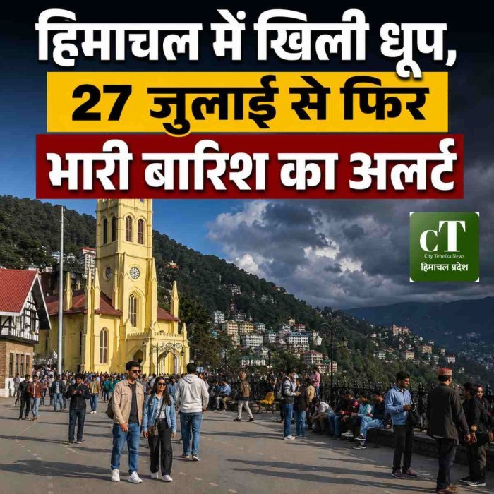 हिमाचल में खिली धूप, 27 जुलाई से फिर भारी बारिश का अलर्ट