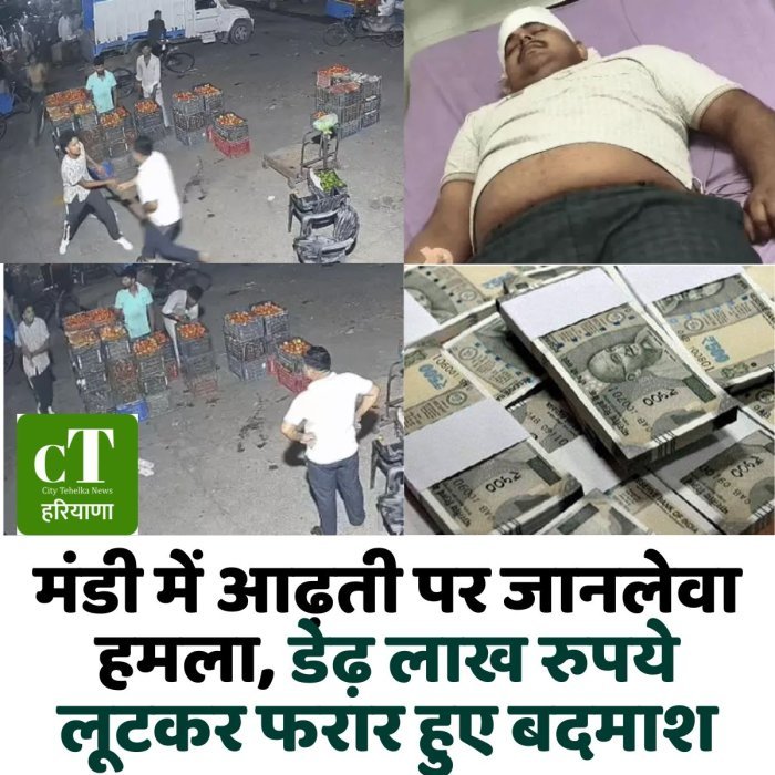 मंडी में आढ़ती पर जानलेवा हमला, डेढ़ लाख रुपये लूटकर फरार हुए बदमाश