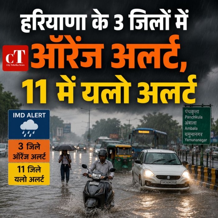 हरियाणा के 3 जिलों में ऑरेंज अलर्ट, 11 में यलो अलर्ट