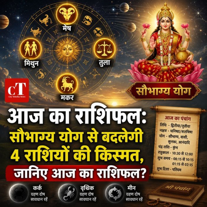 आज का राशिफल: सौभाग्य योग से बदलेगी 4 राशियों की किस्मत,जानिए आज का राशिफल?