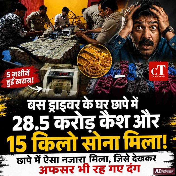 बस ड्राइवर के घर छाप में 28.5 करोड़ कैश और 15 किलो सोना मिला,  नोट गिनते-गिनते 5 मशीनें बैठ गईं
